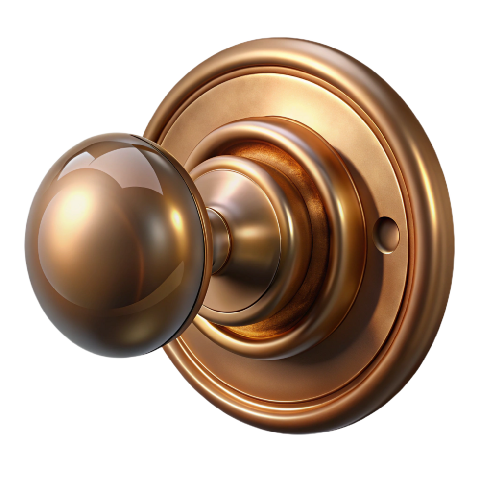 vibrant signature Brass doorknob, antique style, NO BACKGROUND with Transparent Background. png