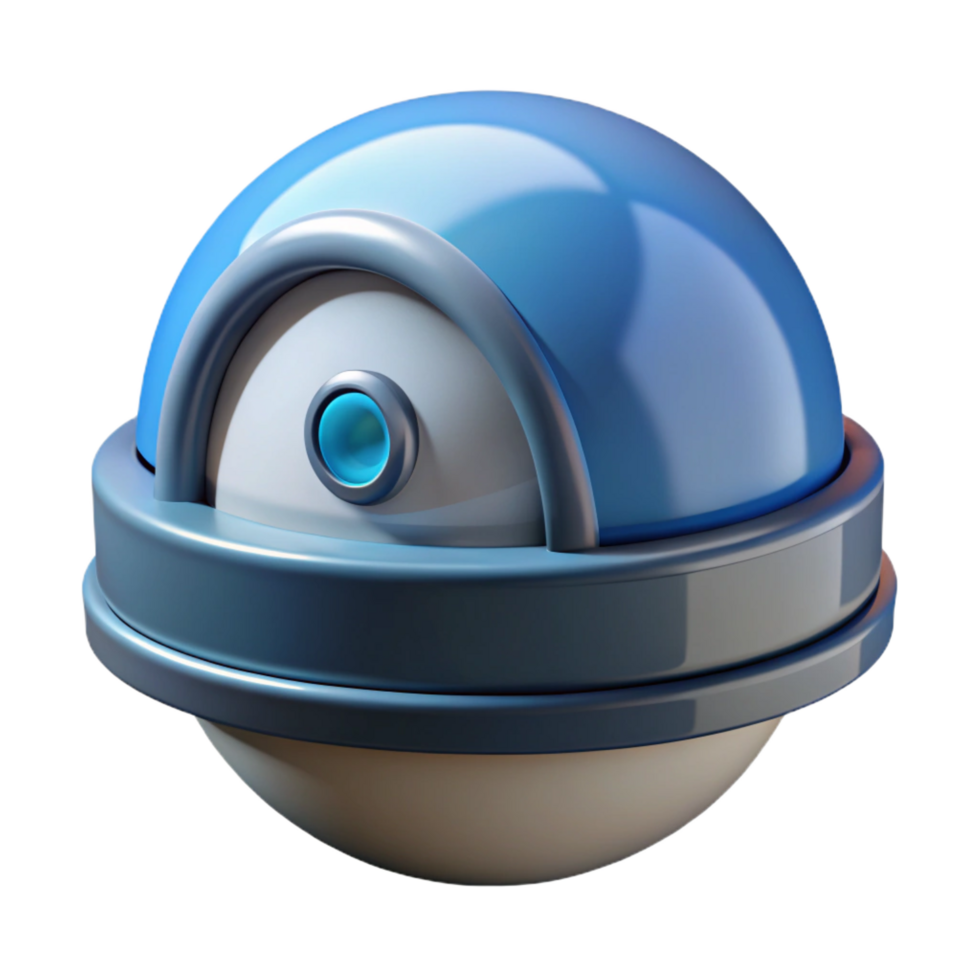 striking quintessential Security camera, dome style, NO BACKGROUND with Transparent Background. png