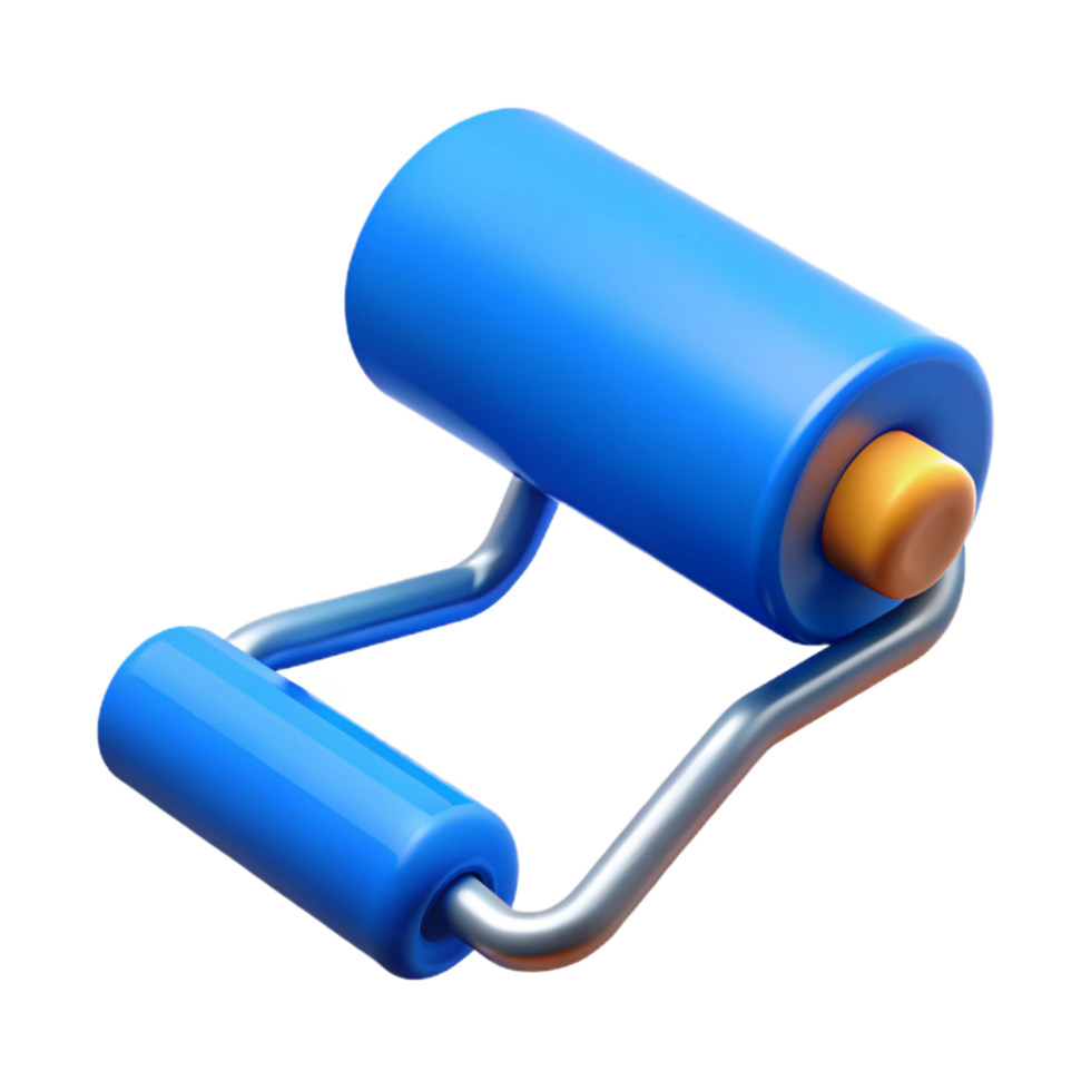 remarkable geometric Paint roller with blue paint, NO BACKGROUND with Transparent Background. ultra HD png