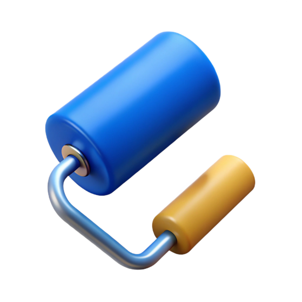 signature coastal Paint roller with blue paint, NO BACKGROUND with Transparent Background. expertly shot png