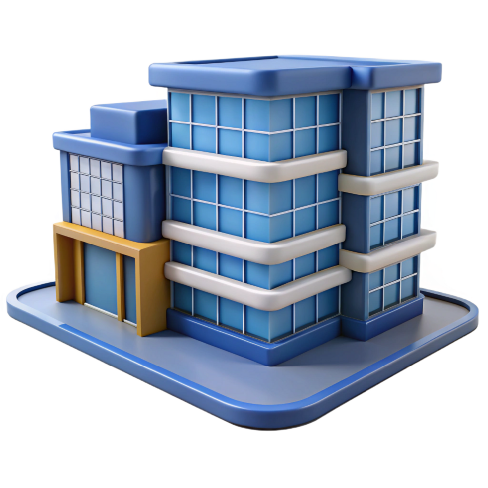 sumptuous notable 3D rendering of a modern apartment building, NO BACKGROUND with Transparent Background. png