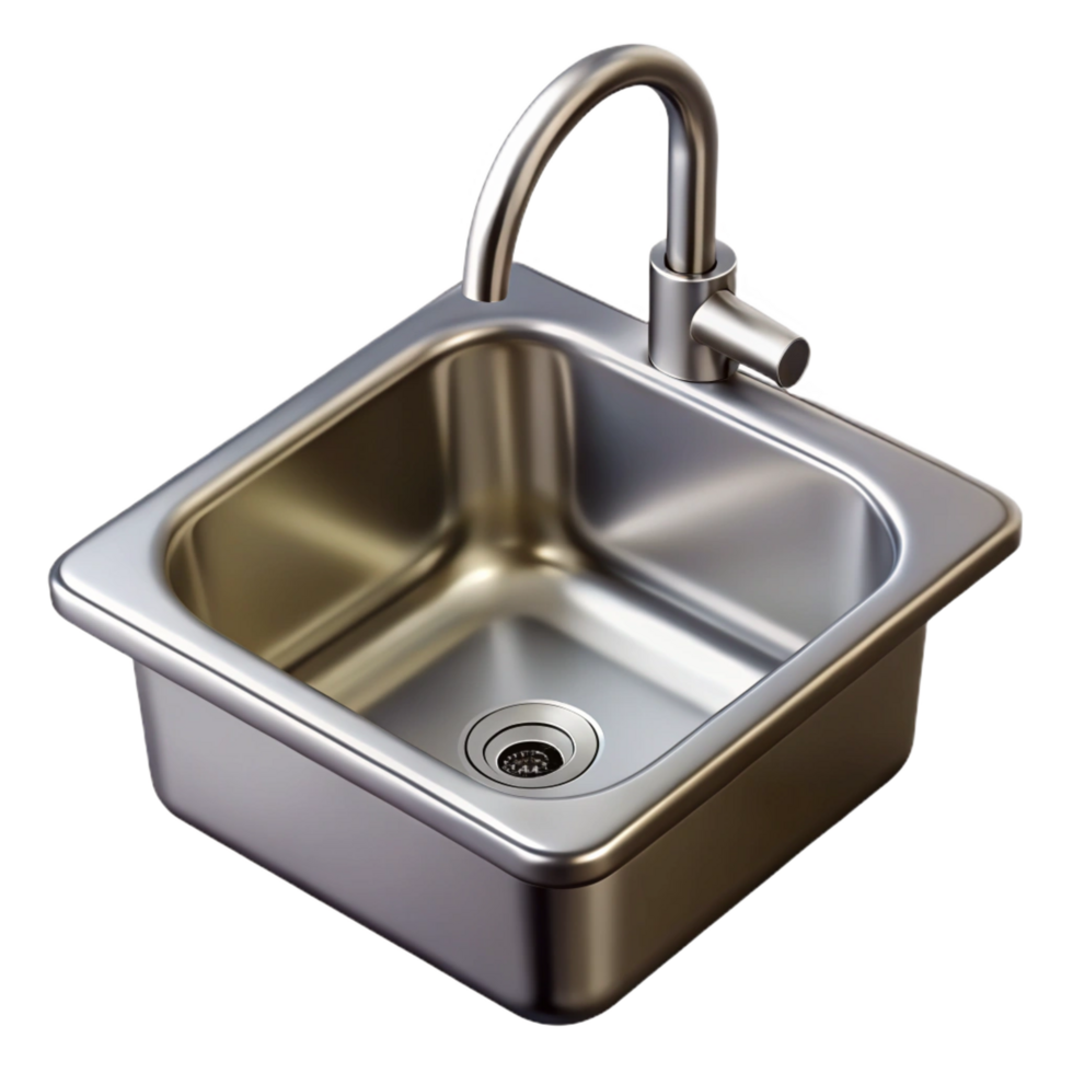magnificent harmonious tropical Kitchen sink, stainless steel, NO BACKGROUND with Transparent Background. sharp png
