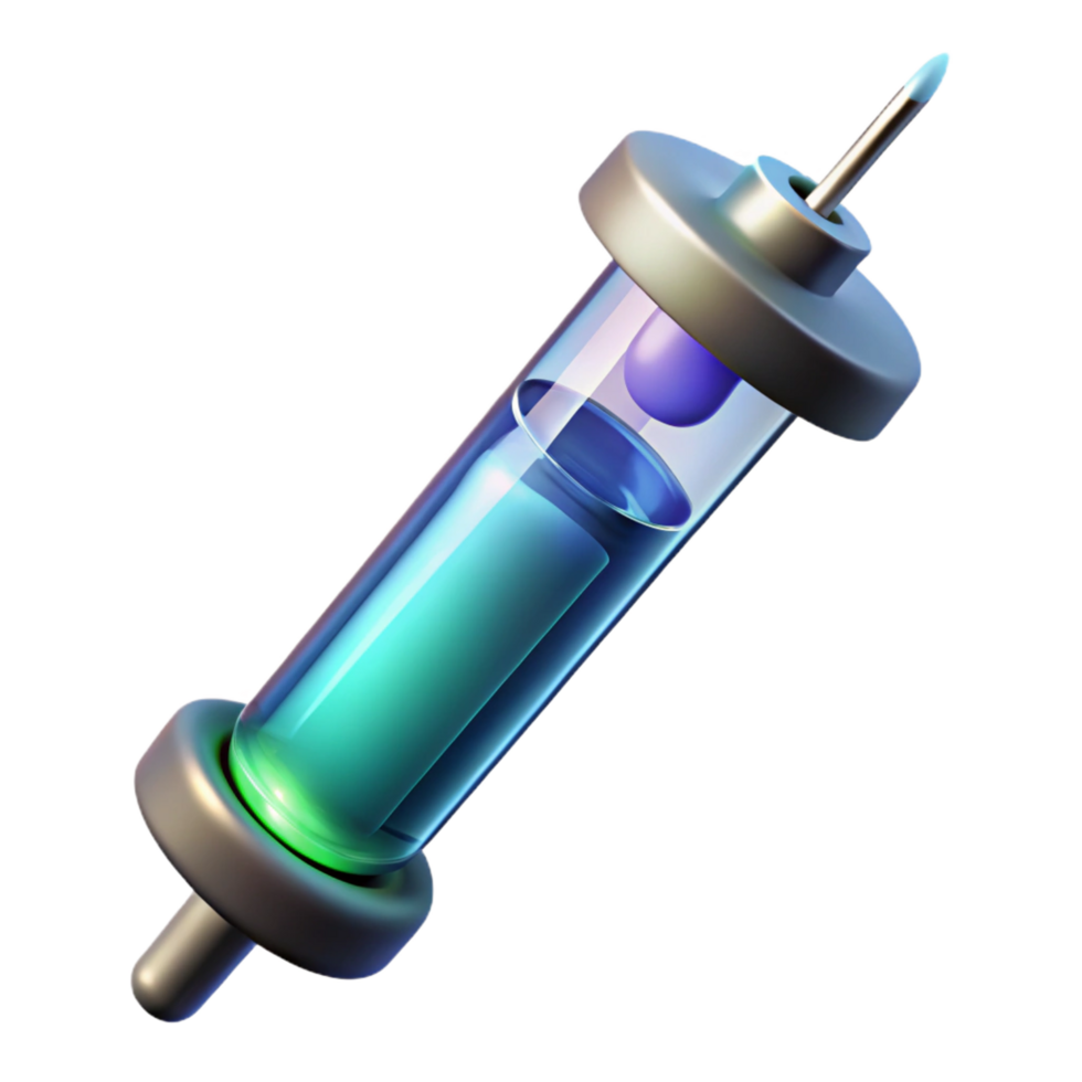 magnificent victorian Genetic modification syringe filled with luminescent fluid NO BACKGROUND with Transparent Background. 4K png