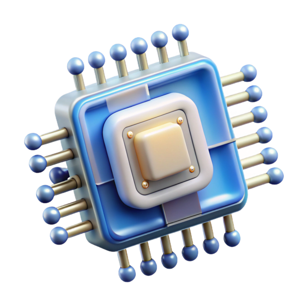 quintessential classic Artificial intelligence chip with intricate circuitry NO BACKGROUND with Transparent Background. elite png