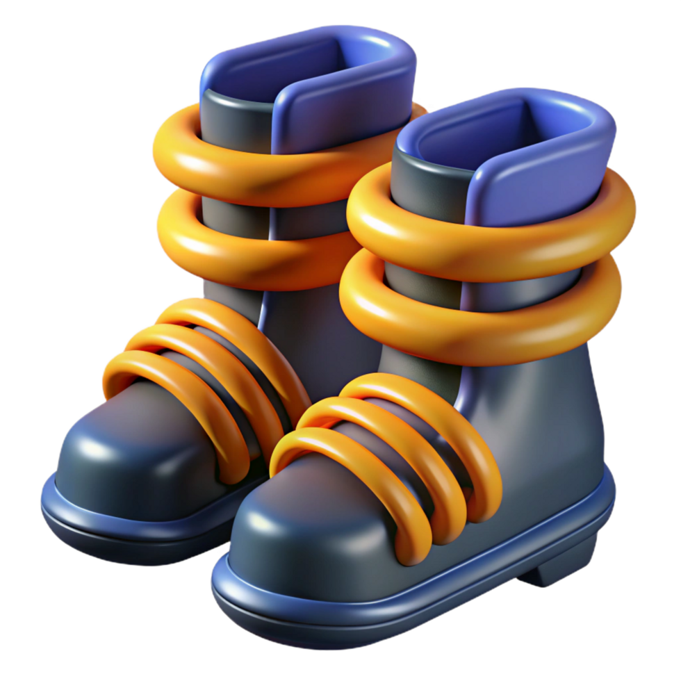 majestic elegant Anti-gravity boots with magnetic coils NO BACKGROUND with Transparent Background. crisp png