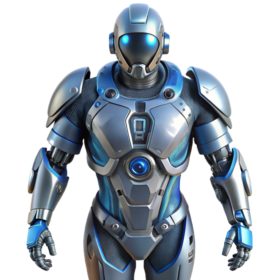 peaceful gorgeous Advanced bionic exoskeleton suit NO BACKGROUND with Transparent Background. original png