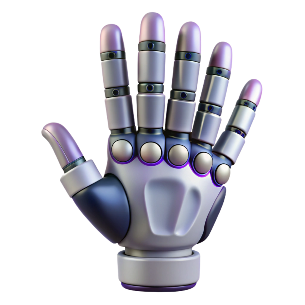 magnificent art deco Cybernetic hand with articulated fingers NO BACKGROUND with Transparent Background. flawless png