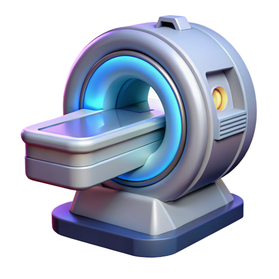 melancholic sumptuous Futuristic medical scanner with rotating sensors NO BACKGROUND with Transparent Background. 4K png