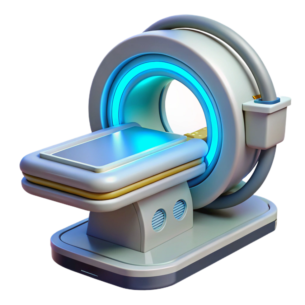 immaculate whimsical artistic Futuristic medical scanner with rotating sensors NO BACKGROUND with Transparent Background. expertly shot png