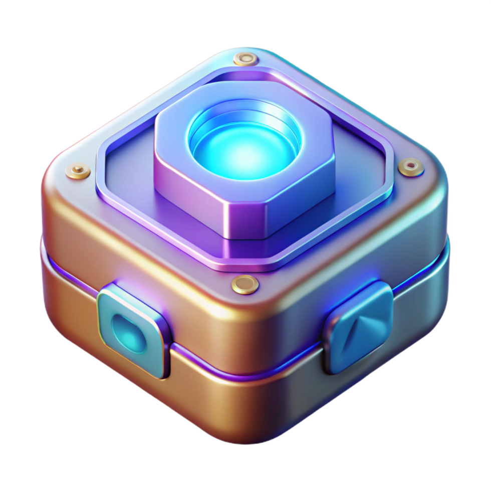 glorious inspired Holographic data storage device with glowing core NO BACKGROUND with Transparent Background. png
