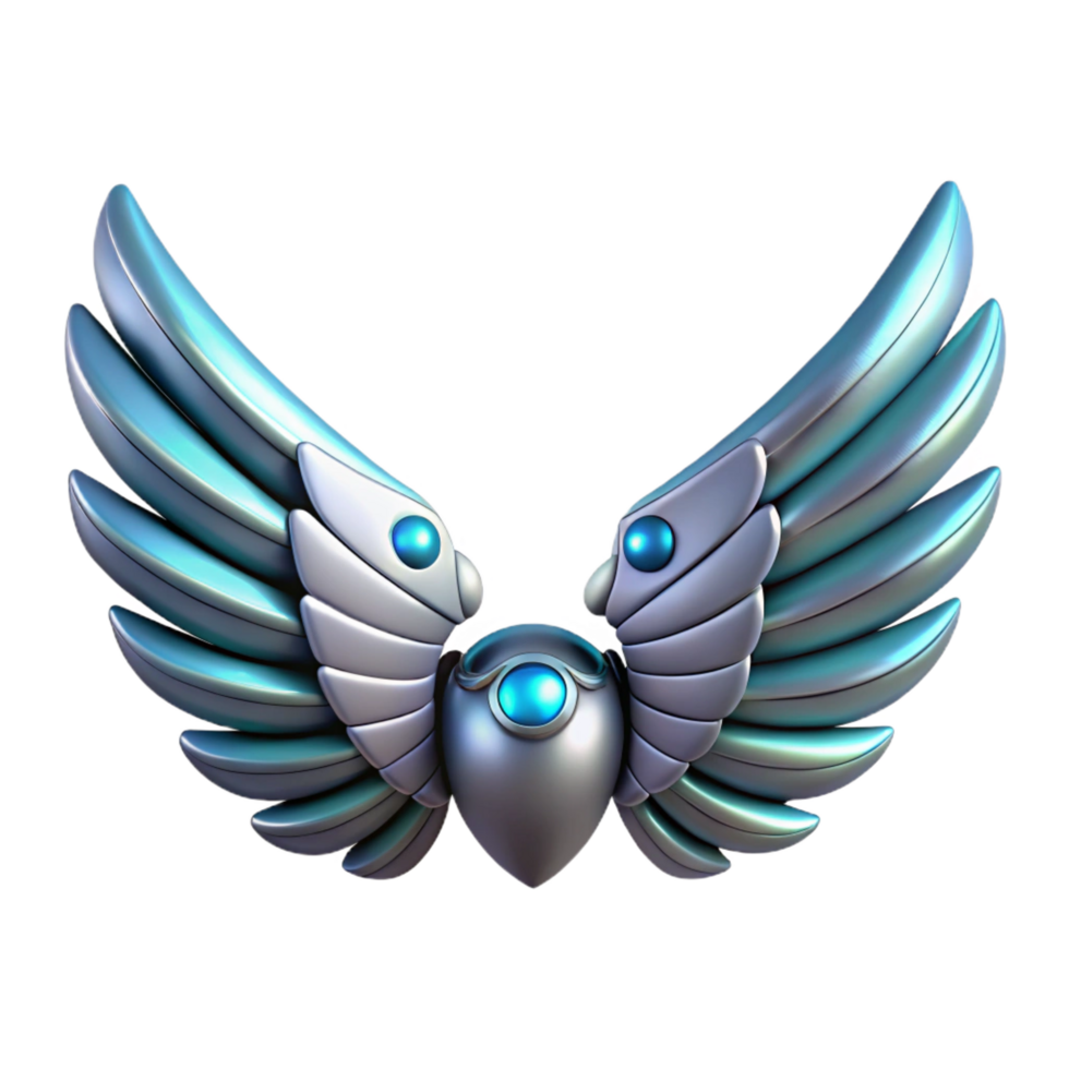 splendid standout Cybernetic wings with articulated feathers NO BACKGROUND with Transparent Background. png
