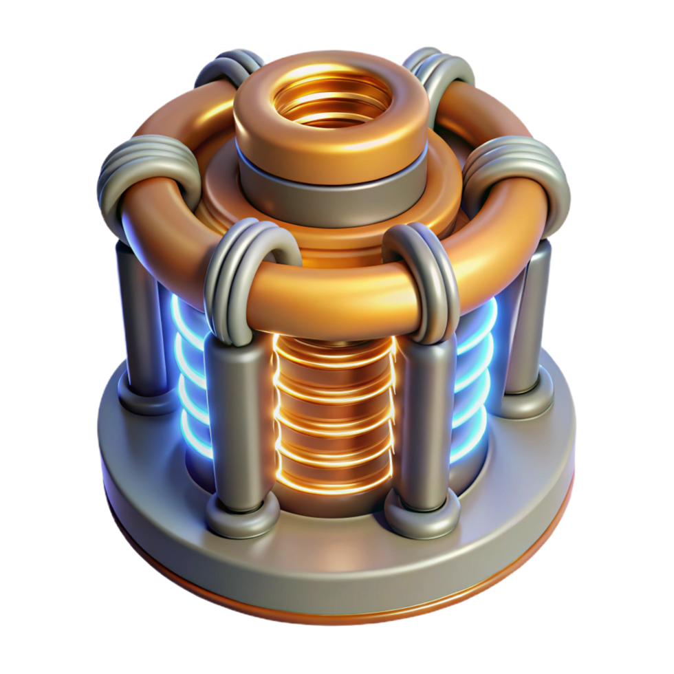 joyful gorgeous Advanced energy shield generator with glowing coils NO BACKGROUND with Transparent Background. original png