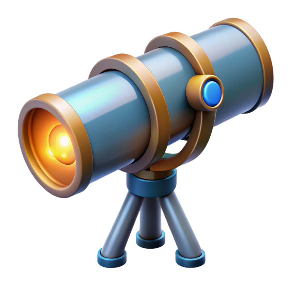 sereno Eterno avançado telescópio com brilhando lentes não fundo com transparente fundo. png