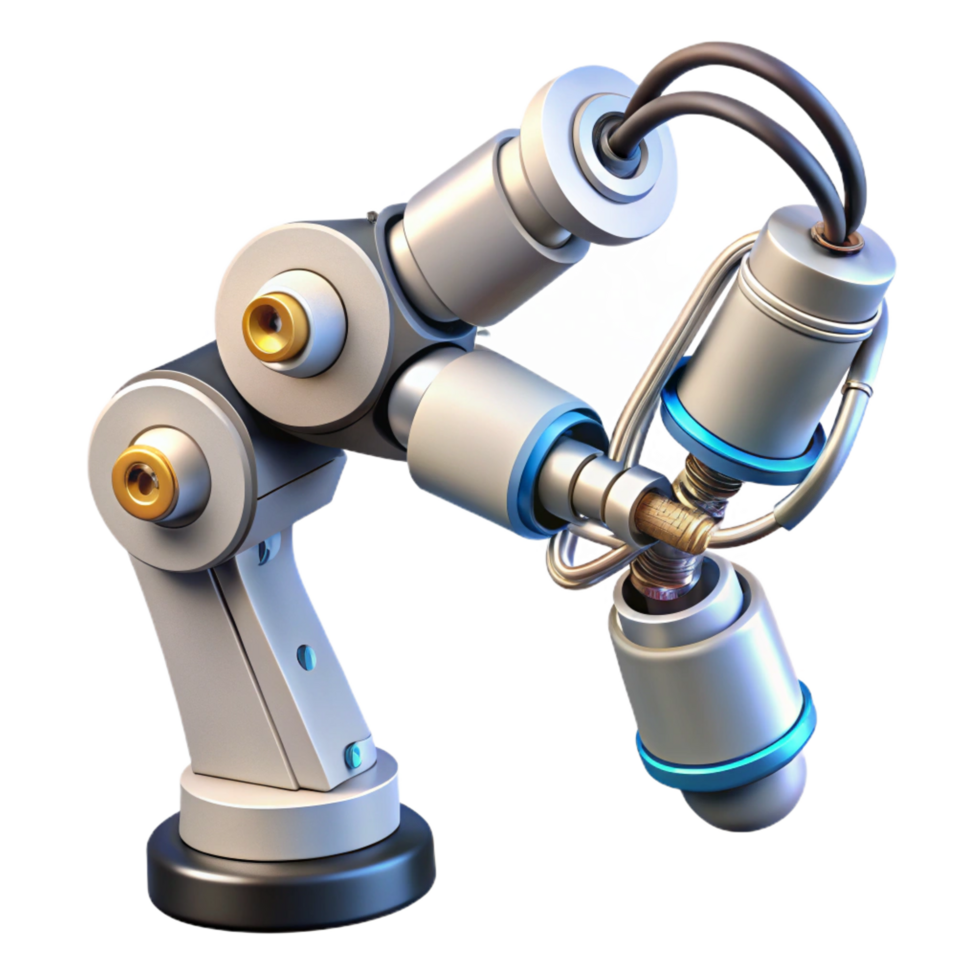 notável barroco cyberpunk robótico braço com intrincado fiação não fundo com transparente fundo. sem falhas png