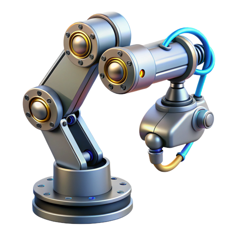 standout organic Cyberpunk robotic arm with intricate wiring NO BACKGROUND with Transparent Background. high quality png
