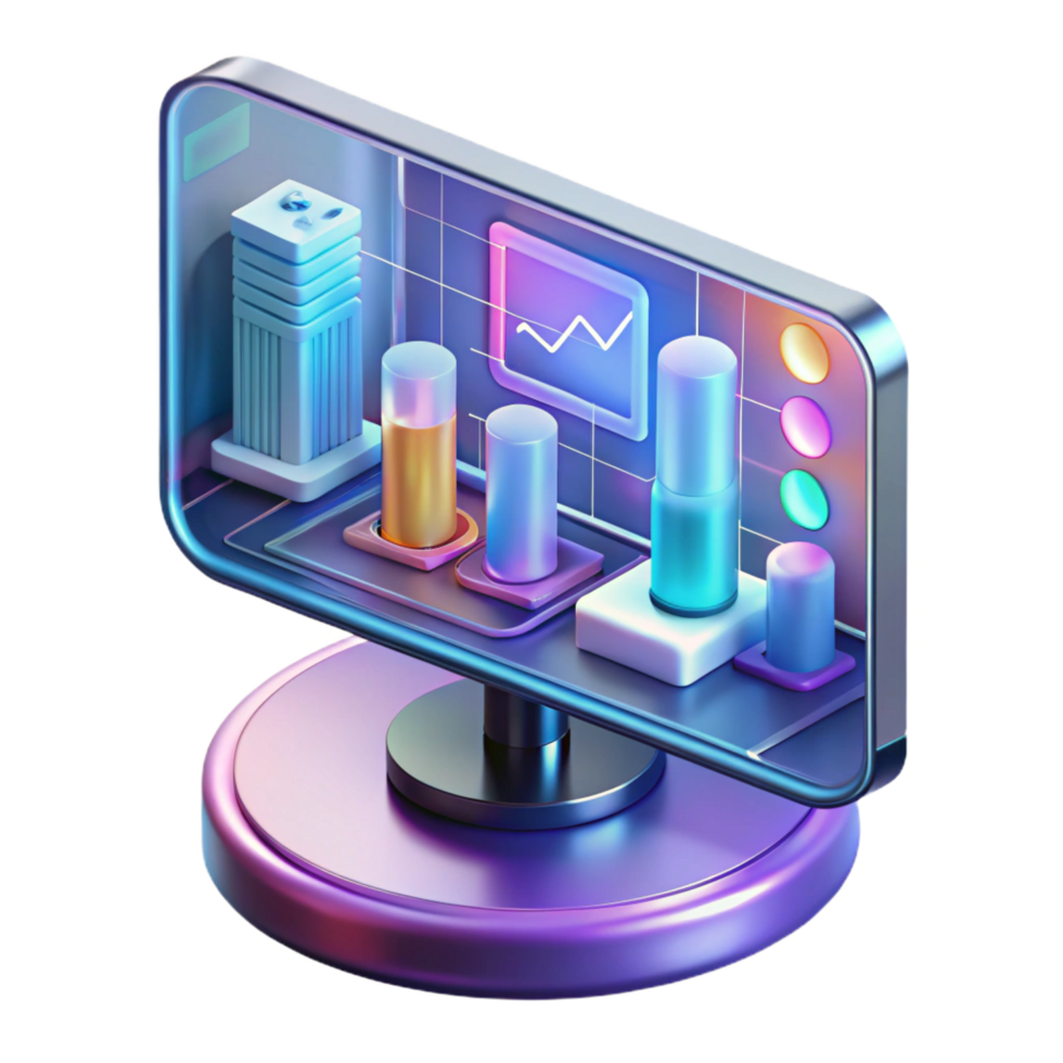 signature futuristic Advanced holographic display showing complex data NO BACKGROUND with Transparent Background. impeccable png