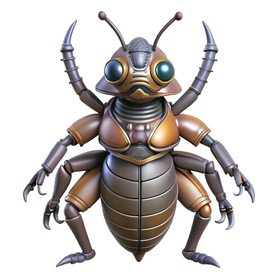 sumptuous unforgettable Alien insect with chitinous armor plating NO BACKGROUND with Transparent Background. png