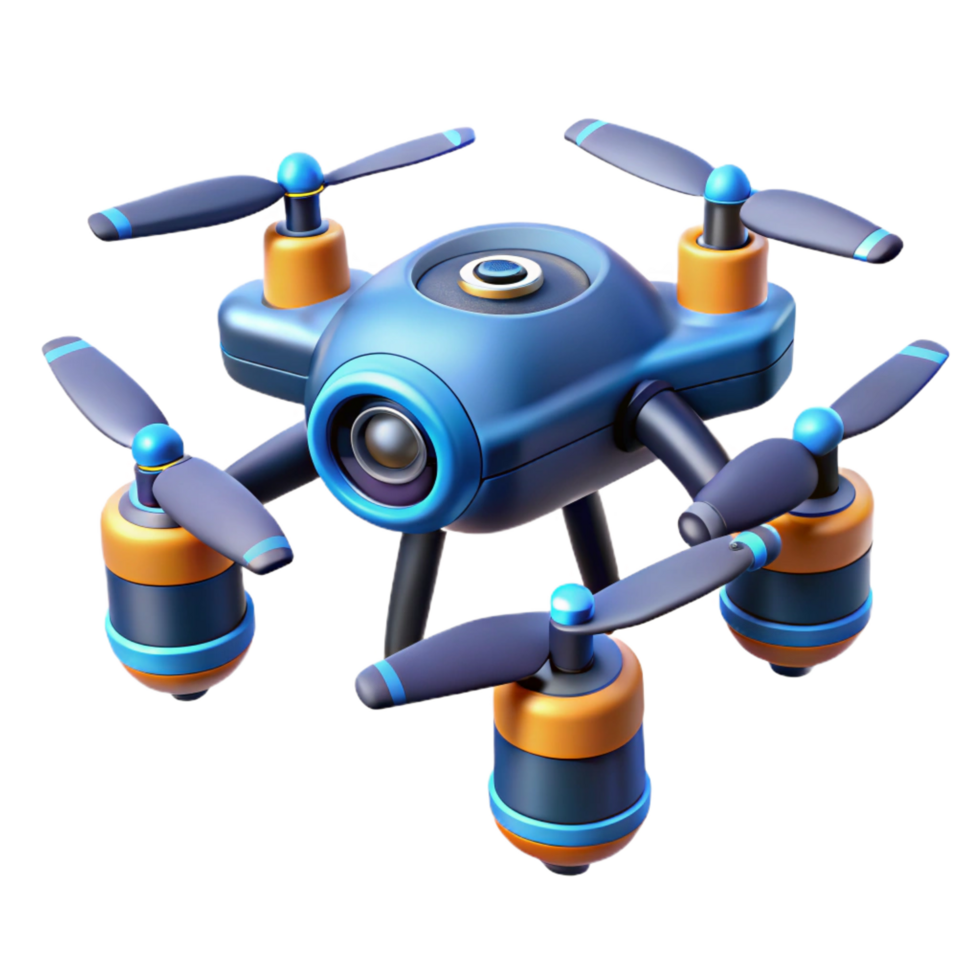 spectacular distinctive Robotic drone with multiple cameras and sensors NO BACKGROUND with Transparent Background. png