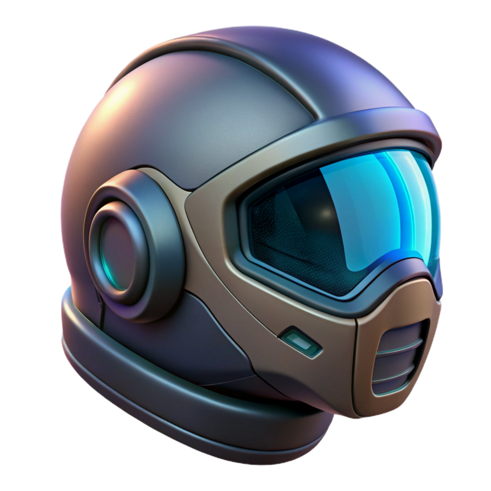 apaixonado deslumbrante cyberpunk motocicleta capacete com integrado hud não fundo com transparente fundo. precisão png