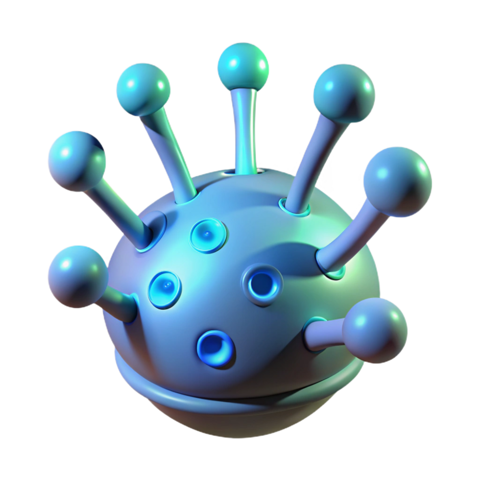 remarkable coastal Alien spore with bioluminescent filaments NO BACKGROUND with Transparent Background. detailed png