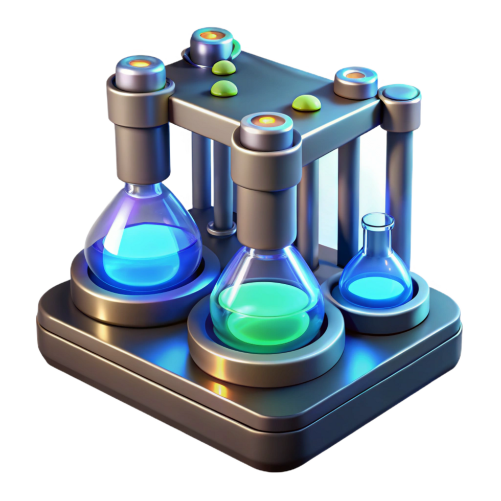 radiant bold urban High-tech laboratory equipment with glowing displays NO BACKGROUND with Transparent Background. artisan png