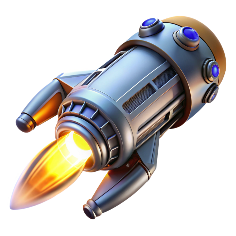radiant passionate nordic Highly detailed spaceship thruster with glowing exhaust NO BACKGROUND with Transparent Background. studio quality png