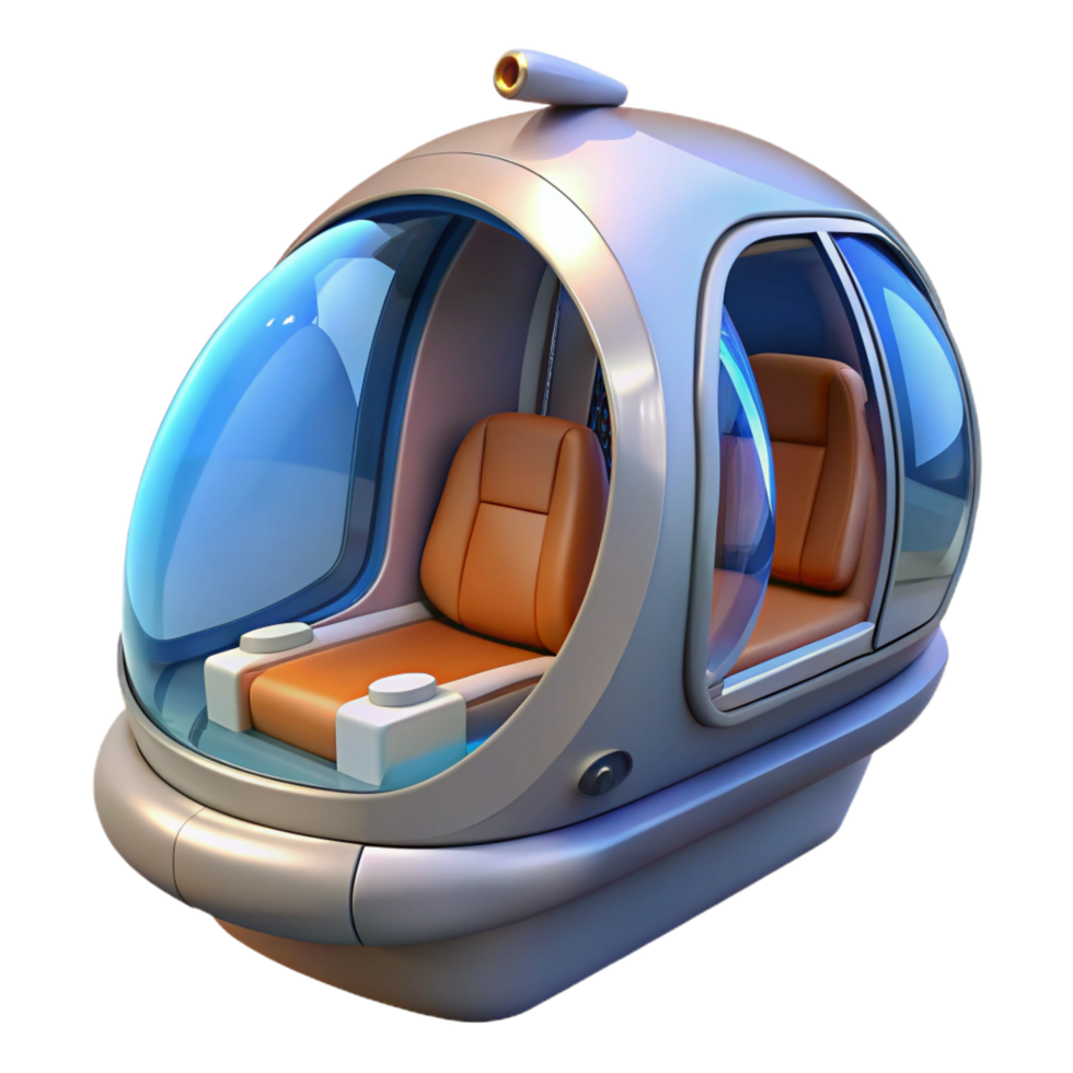 wonderful standout Futuristic transportation pod with passenger seating NO BACKGROUND with Transparent Background. png