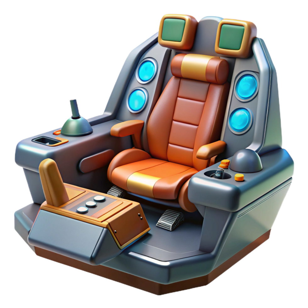 iconic futuristic Highly detailed spaceship cockpit with pilot seat NO BACKGROUND with Transparent Background. museum quality png