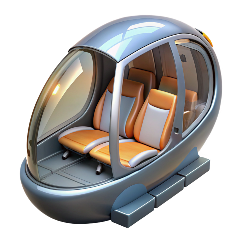 standout organic Futuristic transportation pod with passenger seating NO BACKGROUND with Transparent Background. elite png