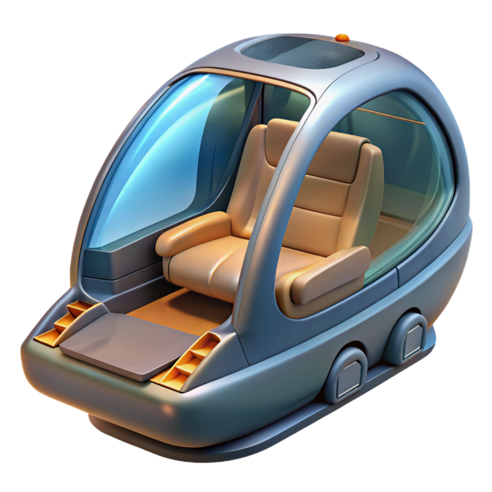 sumptuous quintessential Futuristic transportation pod with passenger seating NO BACKGROUND with Transparent Background. png