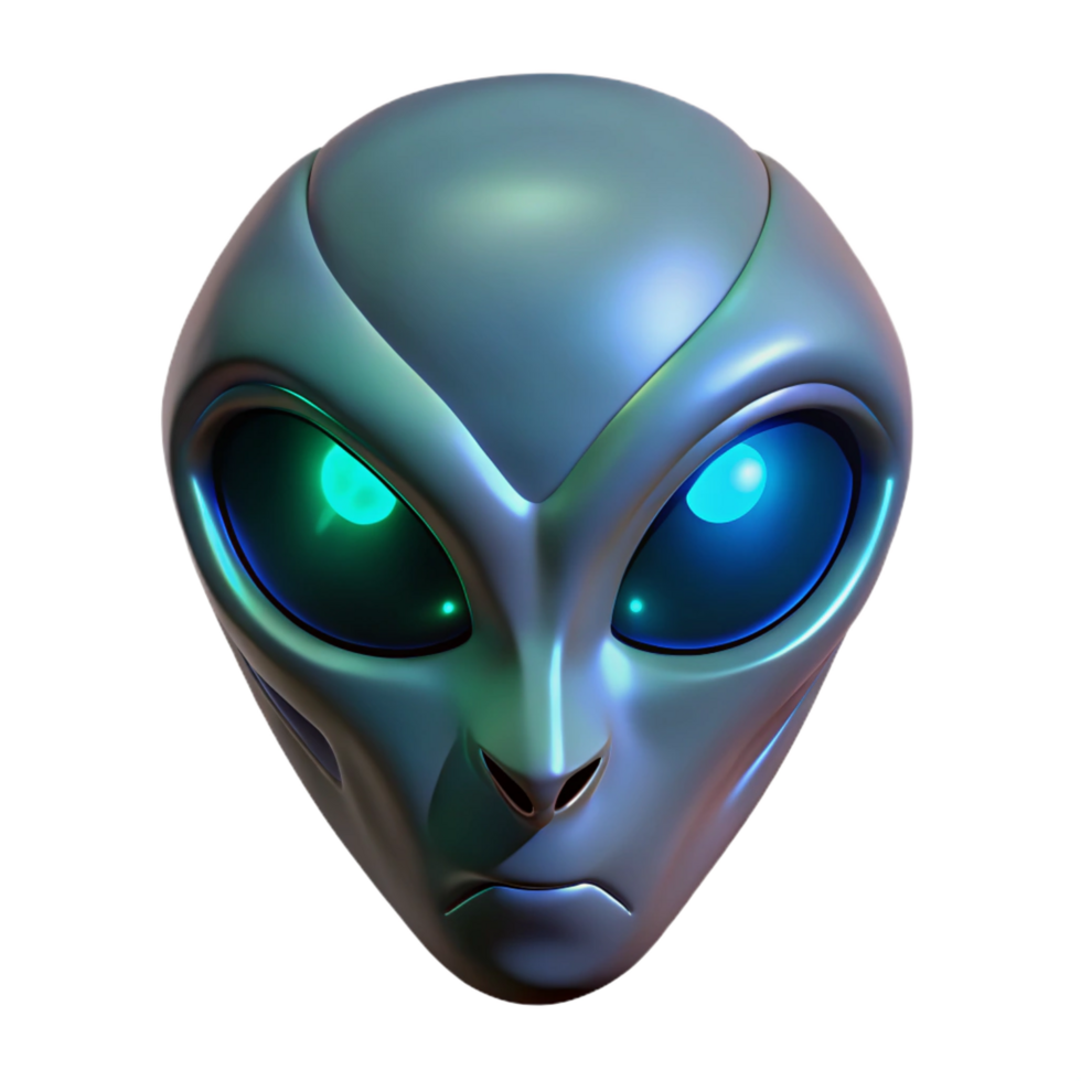 splendid surreal Alien mask with glowing eye slits NO BACKGROUND with Transparent Background. 8K png