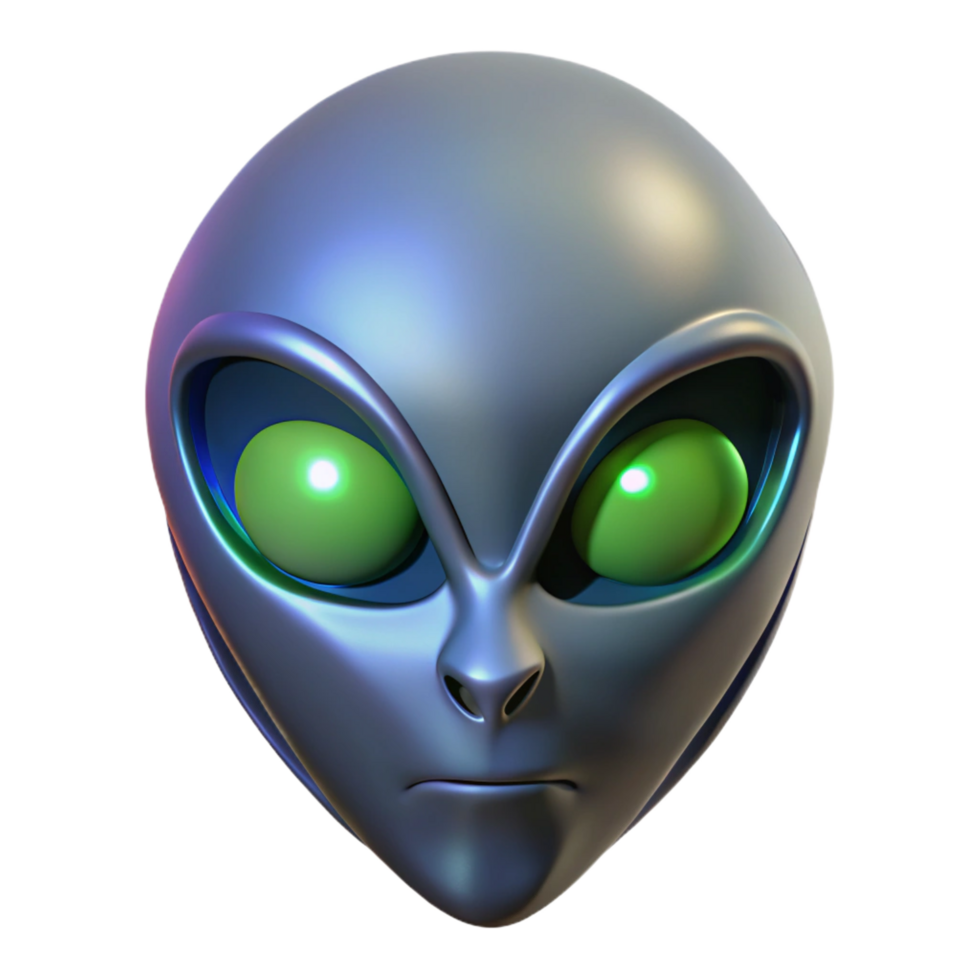serene joyful artistic Alien mask with glowing eye slits NO BACKGROUND with Transparent Background. professional png