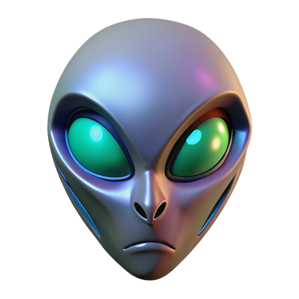 sumptuous creative Alien mask with glowing eye slits NO BACKGROUND with Transparent Background. detailed png