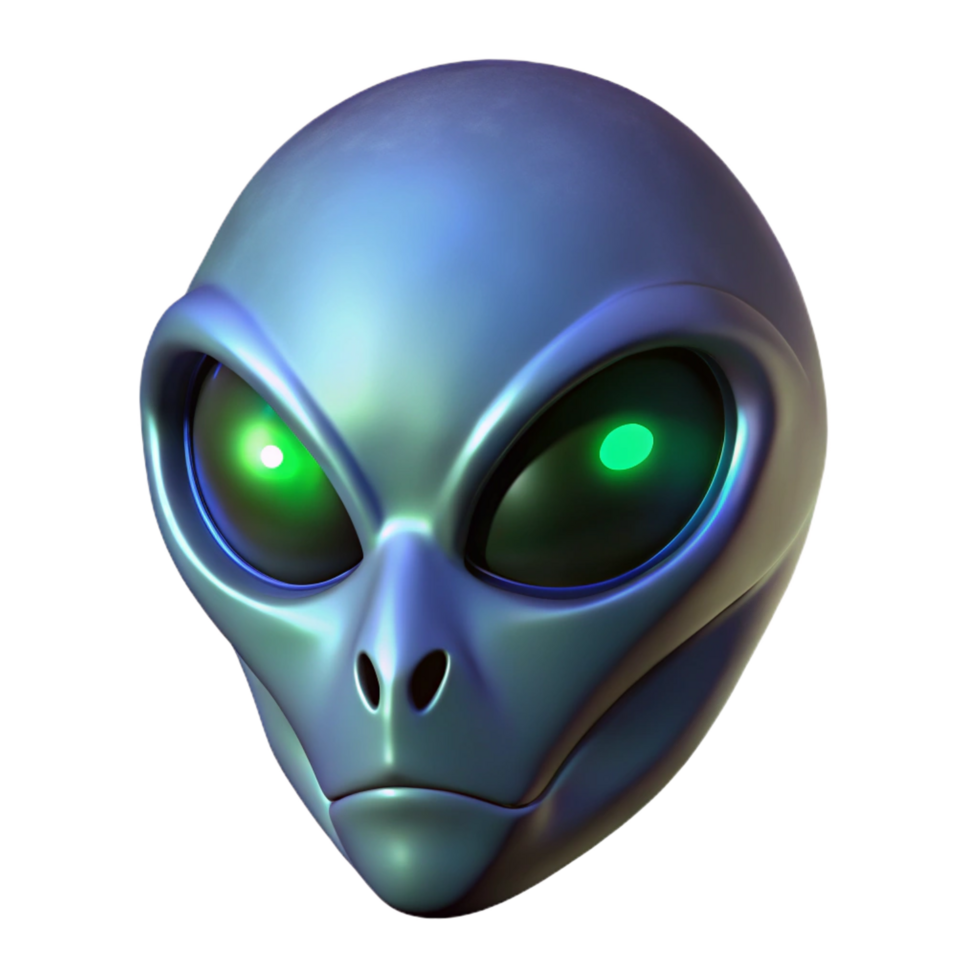 remarkable elegant Alien mask with glowing eye slits NO BACKGROUND with Transparent Background. ultra HD png