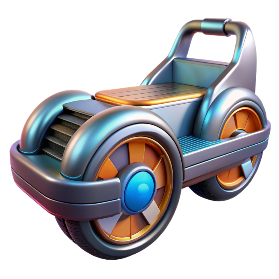 glorious gothic Futuristic personal transporter with anti-gravity technology NO BACKGROUND with Transparent Background. crisp png