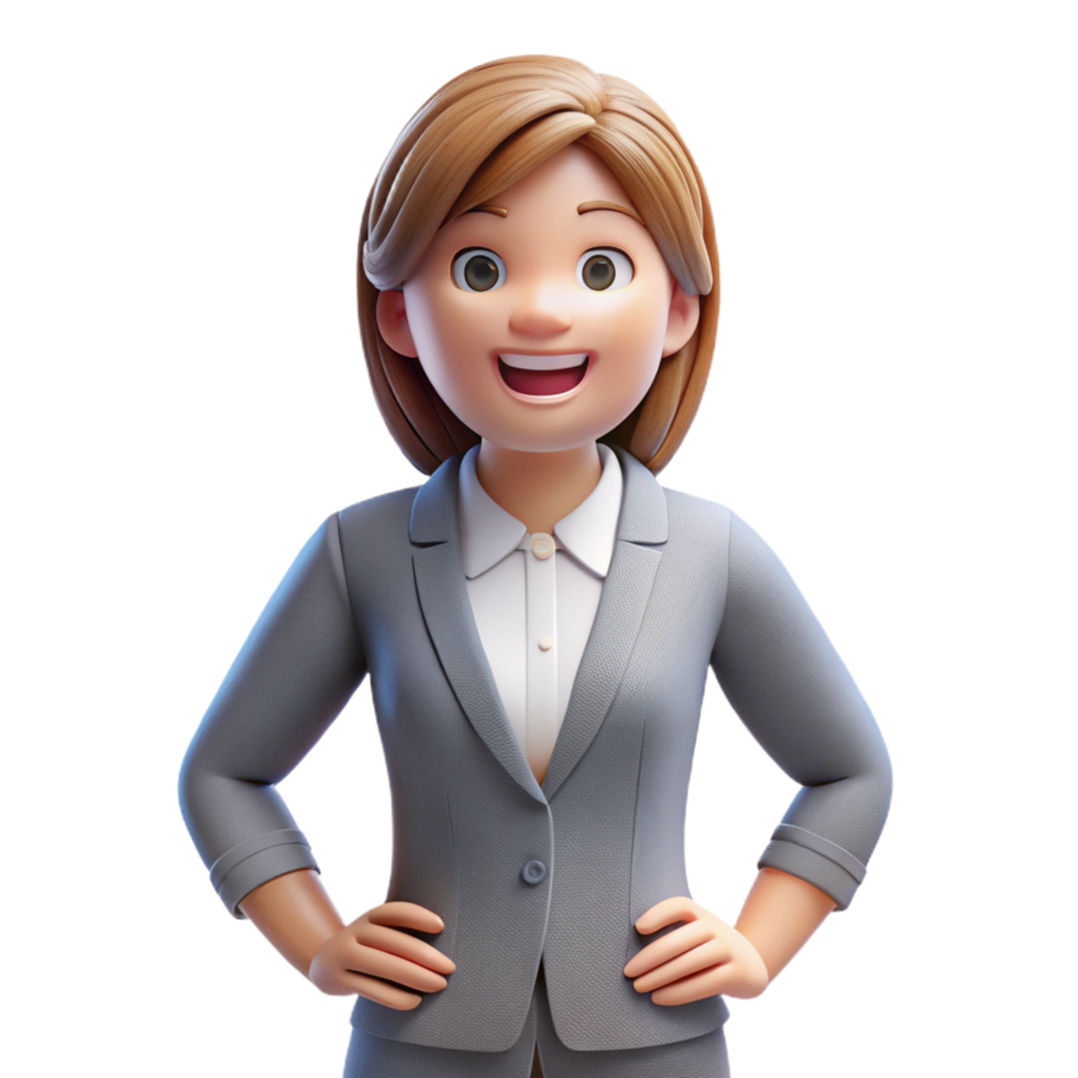 joyful elegant Smiling businesswoman in a pantsuit. NO BACKGROUND with Transparent Background. fine detail png
