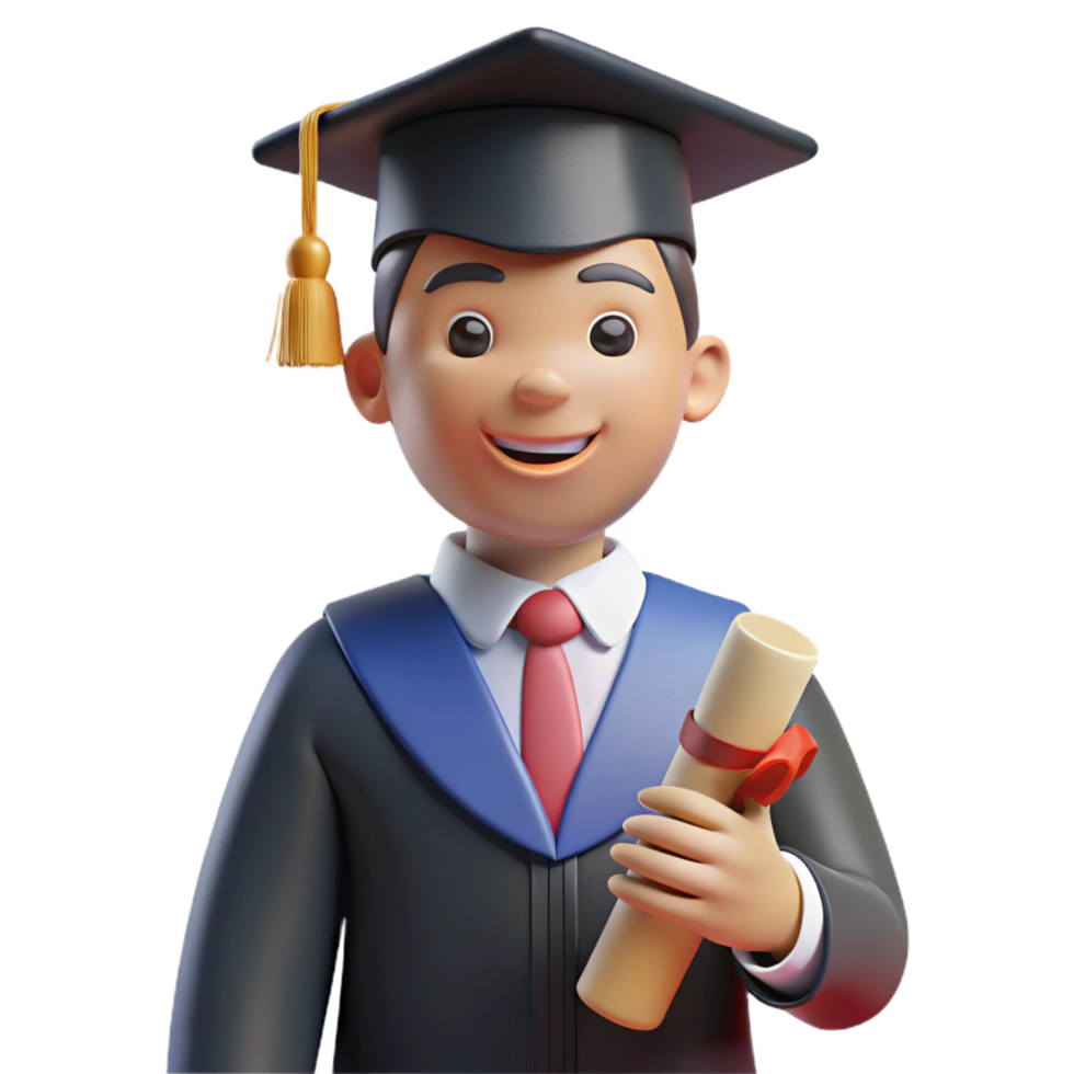 vibrant signature Graduate in a cap and gown holding a diploma. NO BACKGROUND with Transparent Background. png