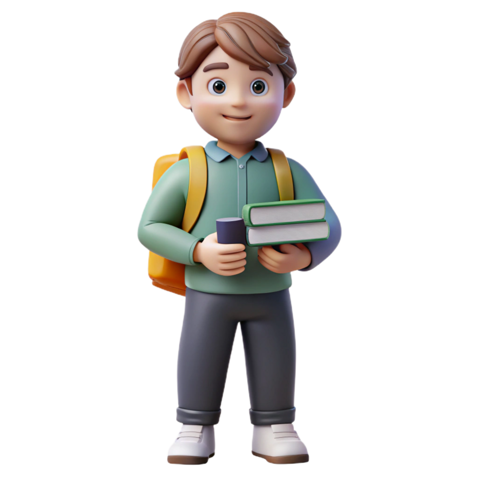 unforgettable gothic Student with a backpack full of books. NO BACKGROUND with Transparent Background. professional png
