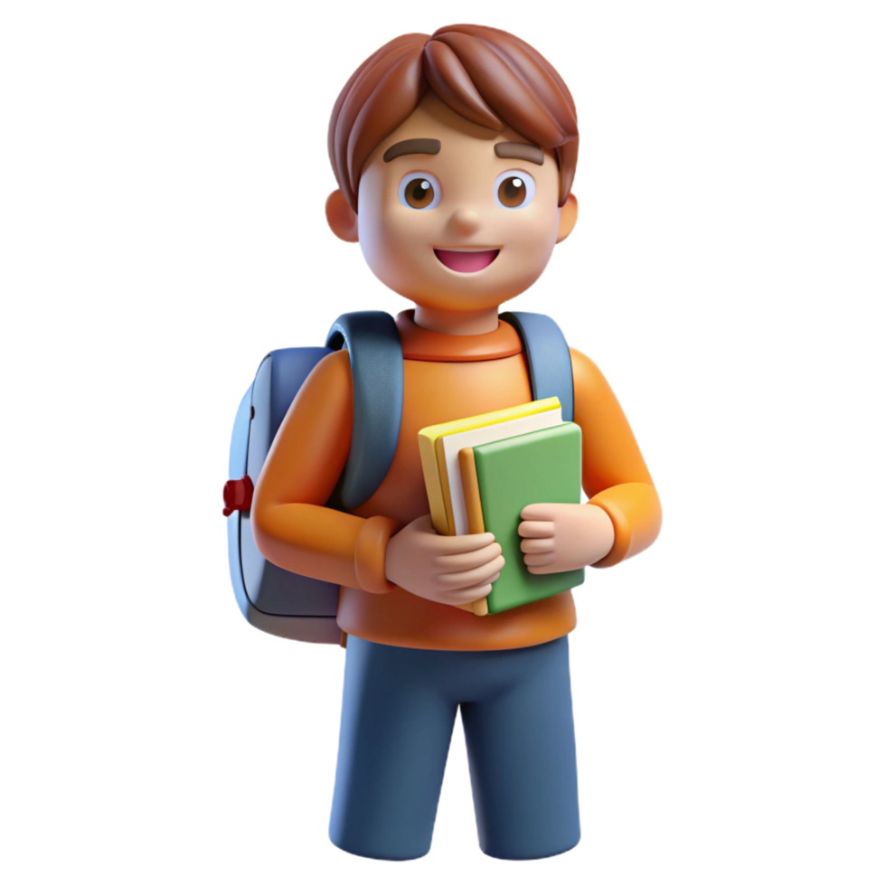 stunning rare Student with a backpack full of books. NO BACKGROUND with Transparent Background. png