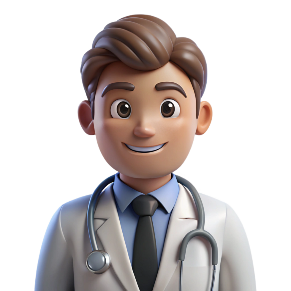 splendid unparalleled Doctor in a lab coat with a stethoscope. NO BACKGROUND with Transparent Background. png