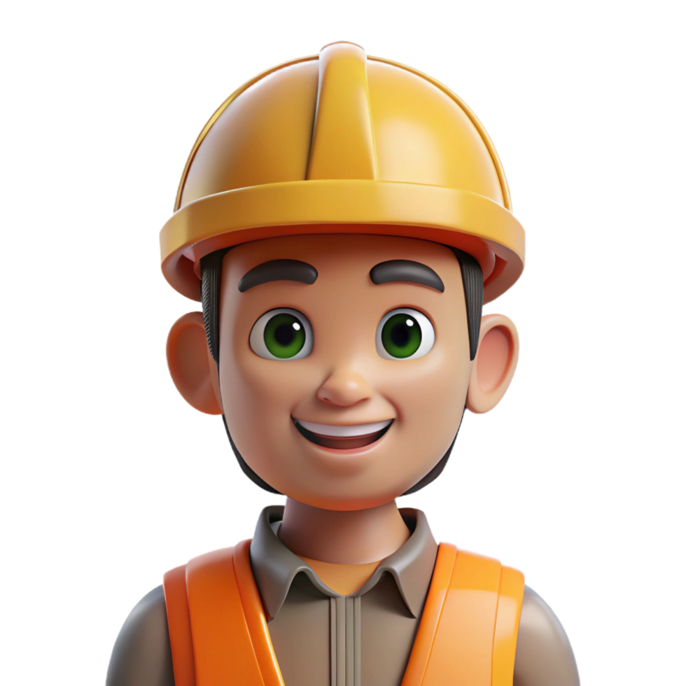 melancholic extraordinary Construction worker in a hard hat. NO BACKGROUND with Transparent Background. top-tier png