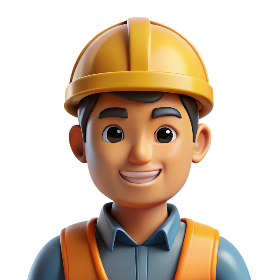 reflective alluring Construction worker in a hard hat. NO BACKGROUND with Transparent Background. elite png