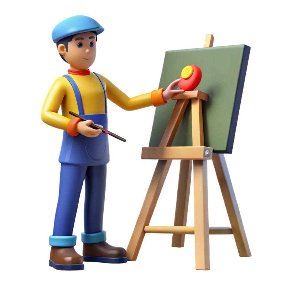 radiant calm tropical Artist painting on a canvas. NO BACKGROUND with Transparent Background. top-tier png