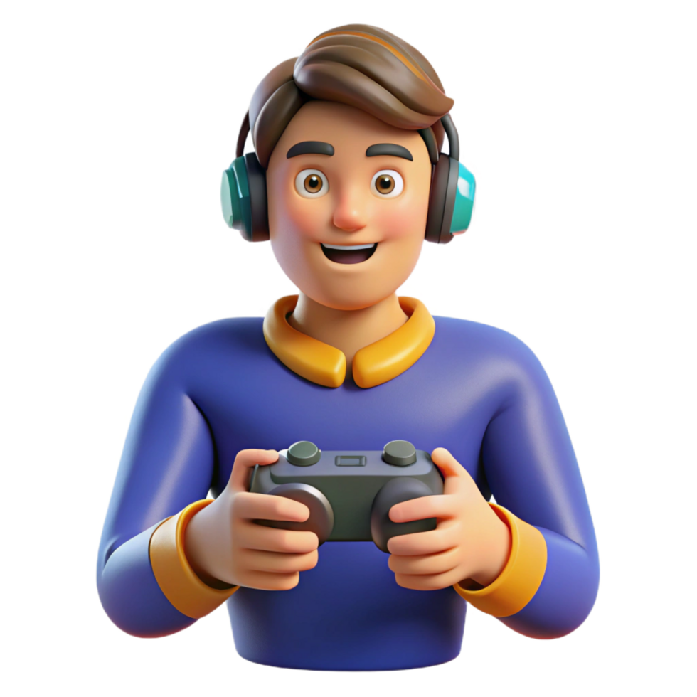 majestic peaceful organic Gamer playing a game. NO BACKGROUND with Transparent Background. genuine png