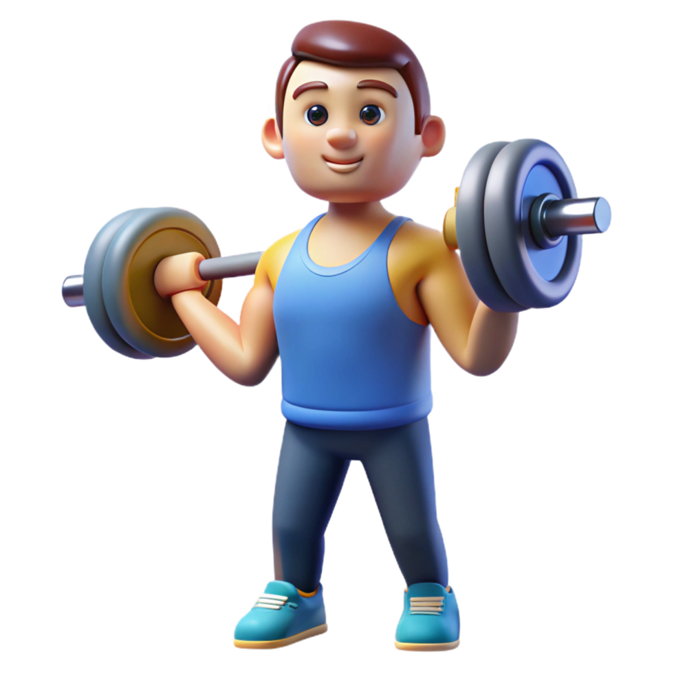 playful dazzling Man lifting weights. NO BACKGROUND with Transparent Background. precision png