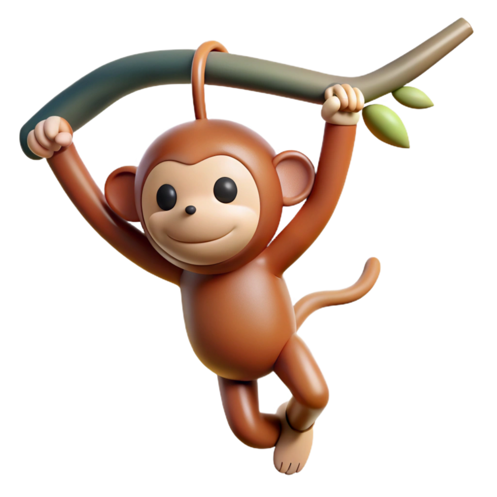 standout minimalist Monkey hanging from a tree branch. NO BACKGROUND with Transparent Background. studio quality png