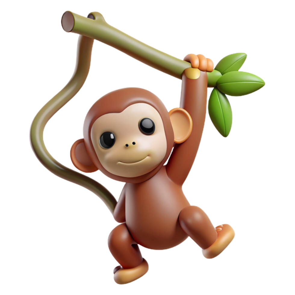 unforgettable impressionist Monkey hanging from a tree branch. NO BACKGROUND with Transparent Background. professional png
