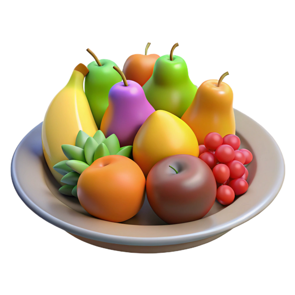 serene acclaimed Plate of various fruits. NO BACKGROUND with Transparent Background. png