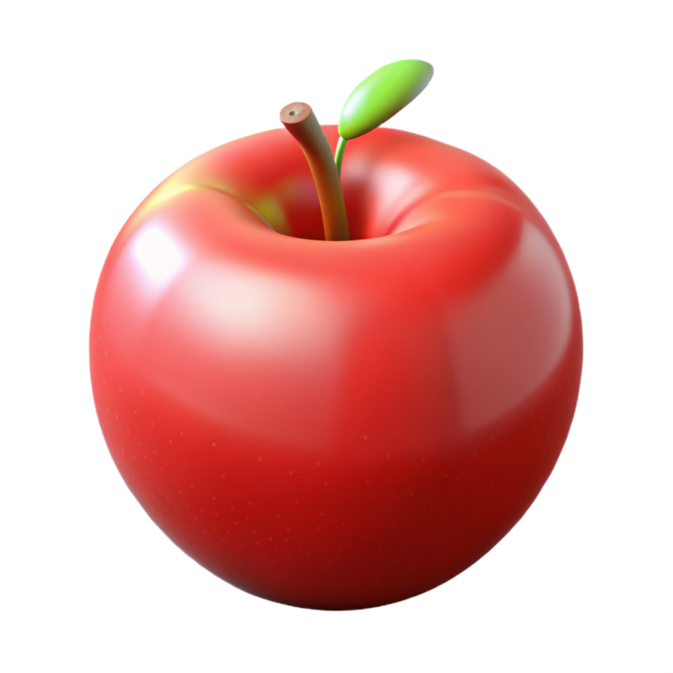sumptuous tropical Single red apple. NO BACKGROUND with Transparent Background. studio quality png