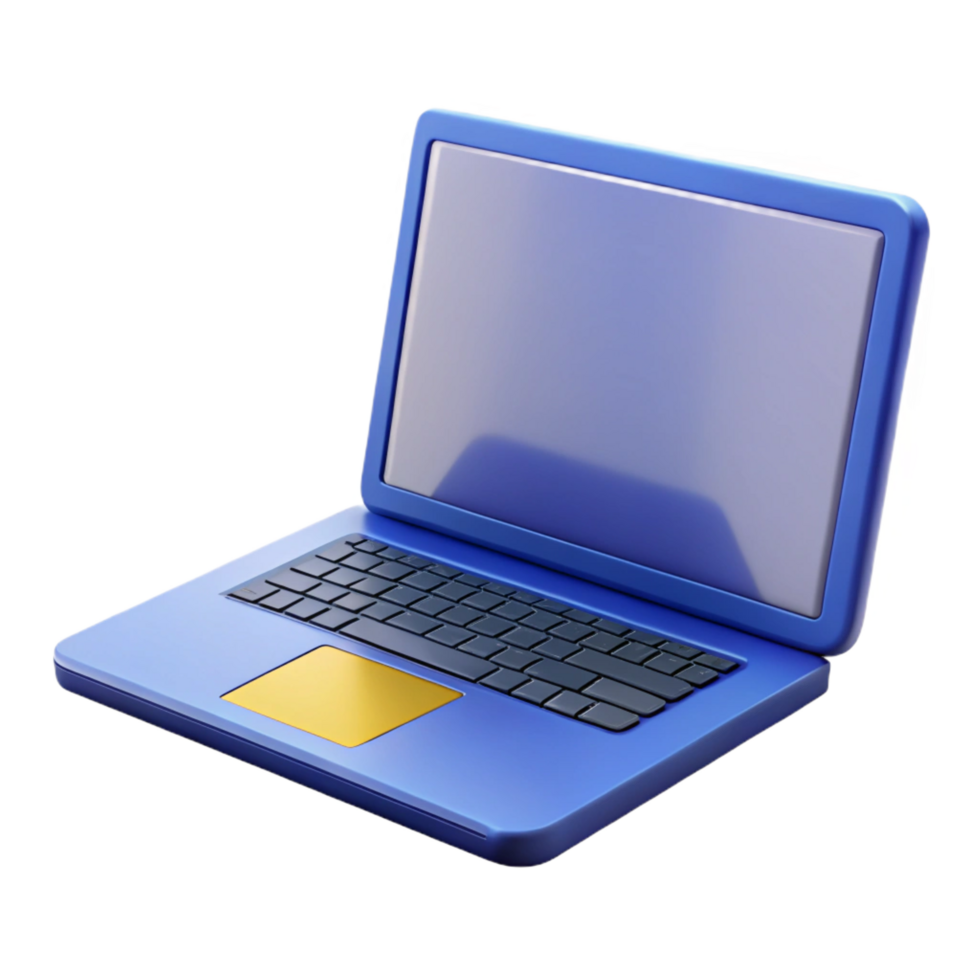 unparalleled surreal Laptop computer with the screen open. NO BACKGROUND with Transparent Background. crisp png